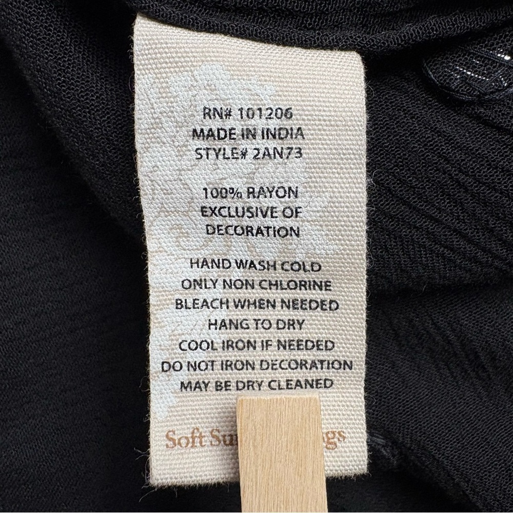 Soft Surroundings Embellished Duster Kimono M Black 3/4 Sleeve Split Cuff Open - Picture 13 of 13